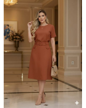 Conjunto Social Midi Linho terra | Moda Evangelica